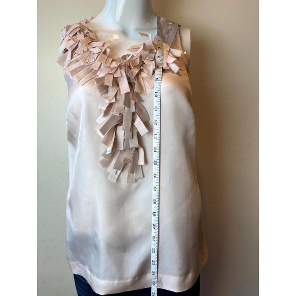 J. Crew Womens 100% Silk Ruffle Collar Blouse Top Sleeveless Pale Pink Size 0 - Picture 3 of 5